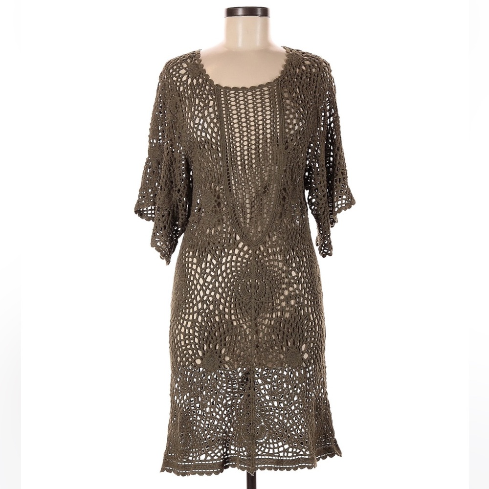 CATO Boho Crochet Olive Green Dress size M
